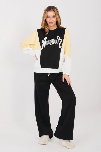 Black Set in Pants, Trousers, Shorts with Spandex, Polyester and Viscose