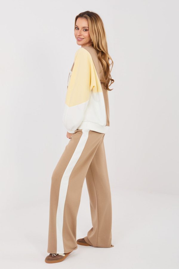 Beige Set in Pants, Trousers, Shorts with Spandex, Polyester and Viscose