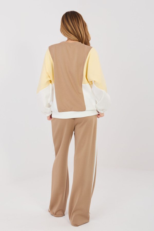 Beige Set in Pants, Trousers, Shorts with Spandex, Polyester and Viscose