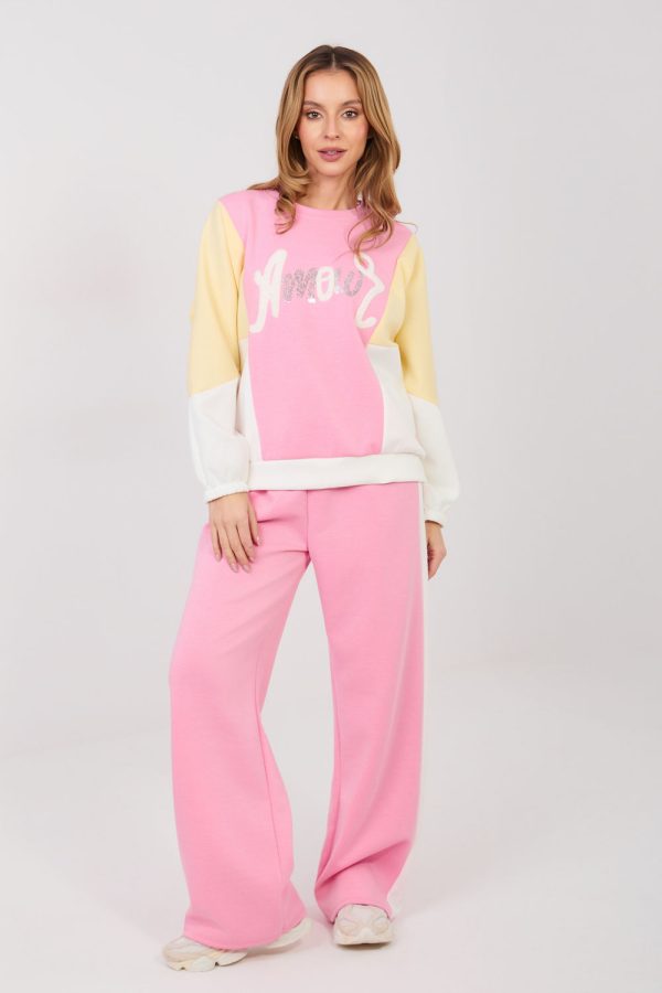 Pink Set in Pants, Trousers, Shorts with Spandex, Polyester and Viscose