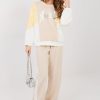 Beige Set in Pants, Trousers, Shorts with Spandex, Polyester and Viscose