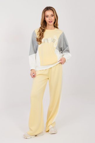Yellow Set in Pants, Trousers, Shorts with Spandex, Polyester and Viscose