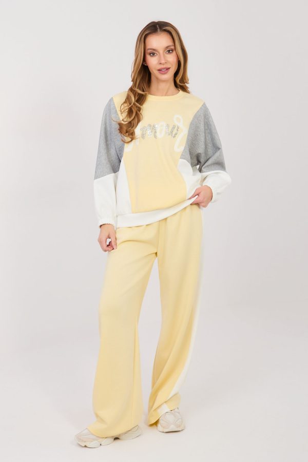 Yellow Set in Pants, Trousers, Shorts with Spandex, Polyester and Viscose