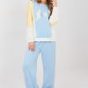 Blue Set in Pants, Trousers, Shorts with Spandex, Polyester and Viscose