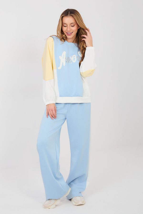 Blue Set in Pants, Trousers, Shorts with Spandex, Polyester and Viscose
