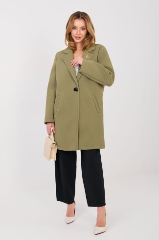 Green Coat in Women`s Coats, Jackets with Spandex and Polyester