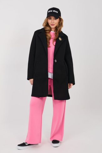 Black Coat in Women`s Coats, Jackets with Spandex and Polyester