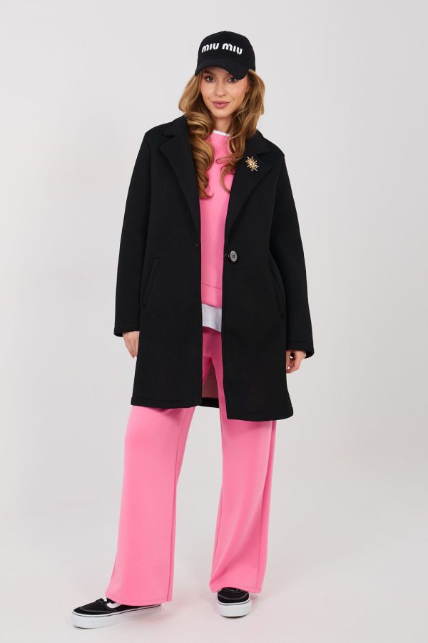 Black Coat in Women`s Coats, Jackets with Spandex and Polyester