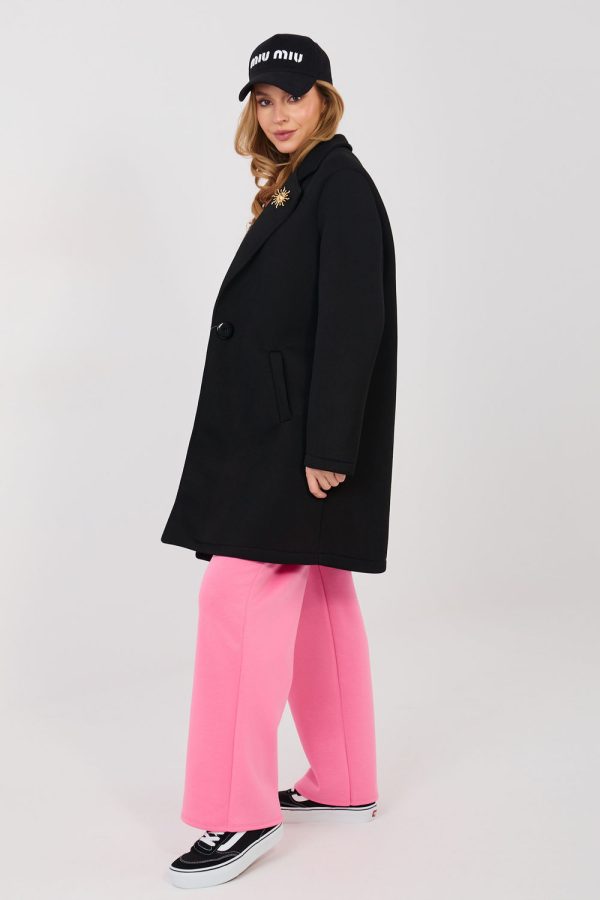 Black Coat in Women`s Coats, Jackets with Spandex and Polyester