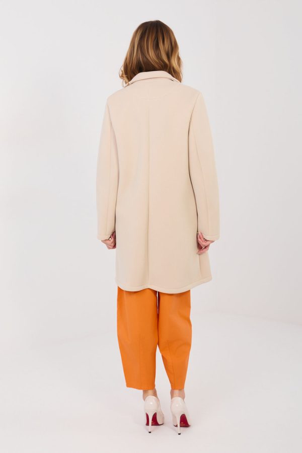 Beige Coat in Women`s Coats, Jackets with Spandex and Polyester