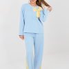 Blue Set in Pants, Trousers, Shorts with Spandex, Polyester and Viscose