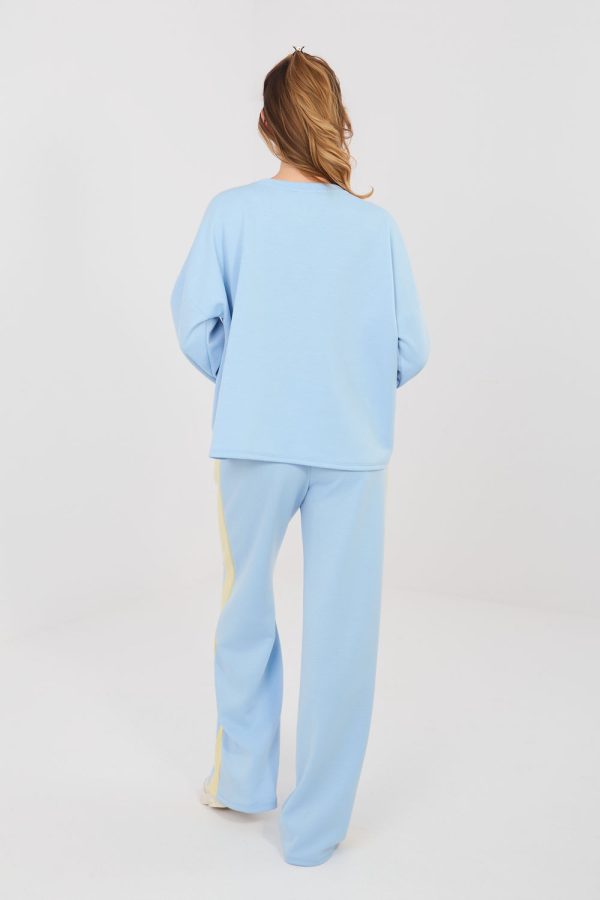 Blue Set in Pants, Trousers, Shorts with Spandex, Polyester and Viscose