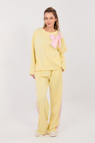 Yellow Set in Pants, Trousers, Shorts with Spandex, Polyester and Viscose