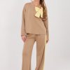 Beige Set in Pants, Trousers, Shorts with Spandex, Polyester and Viscose