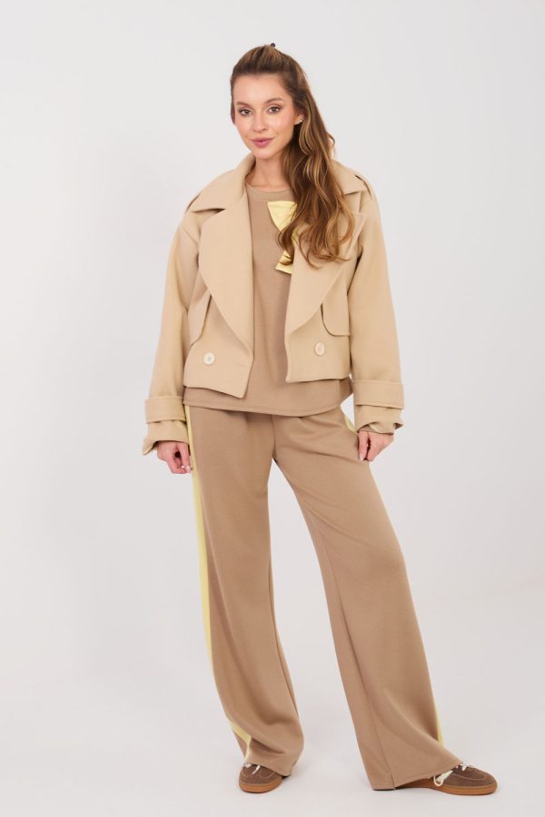 Beige Set in Pants, Trousers, Shorts with Spandex, Polyester and Viscose