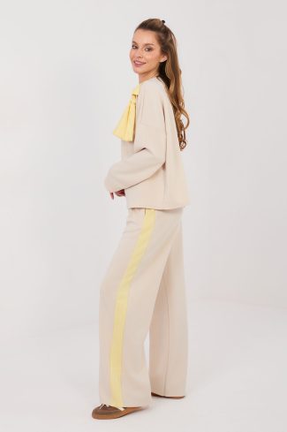 Beige Set in Pants, Trousers, Shorts with Spandex, Polyester and Viscose