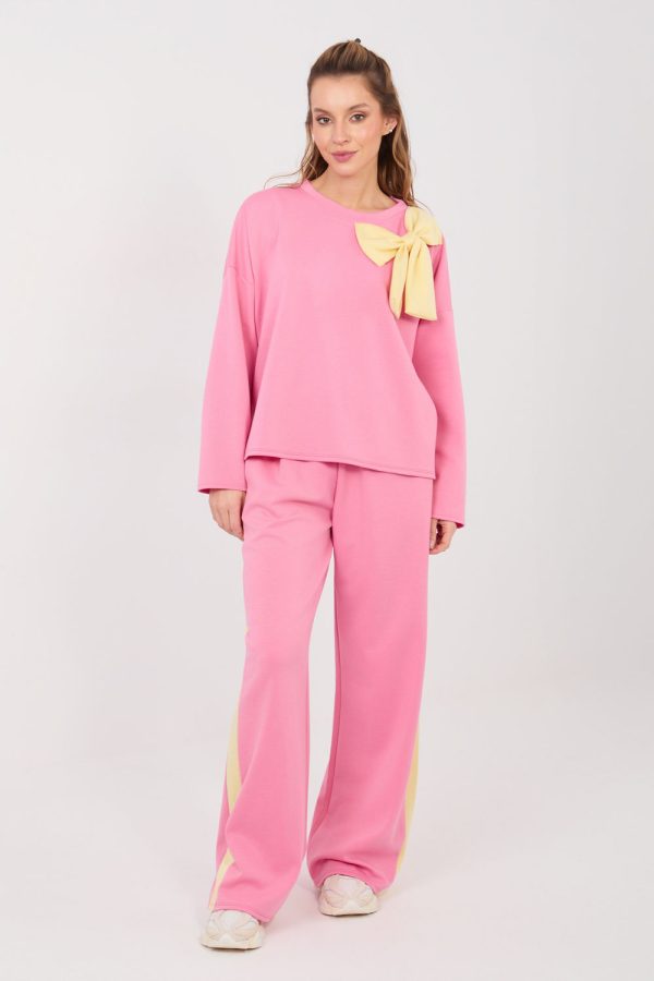 Pink Set in Pants, Trousers, Shorts with Spandex, Polyester and Viscose