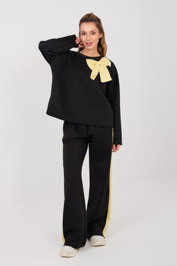 Black Set in Pants, Trousers, Shorts with Spandex, Polyester and Viscose
