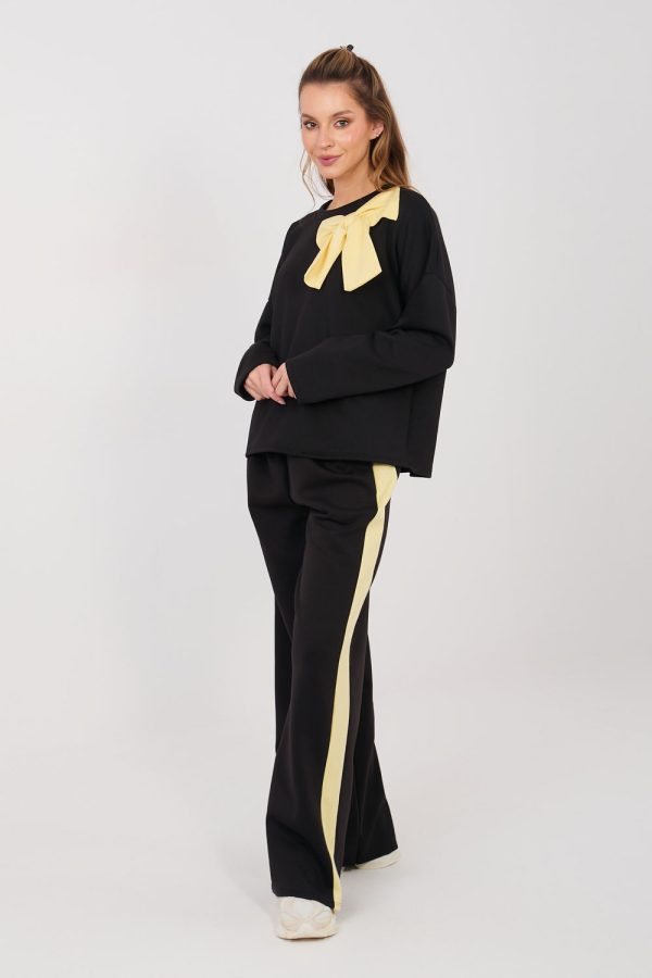 Black Set in Pants, Trousers, Shorts with Spandex, Polyester and Viscose