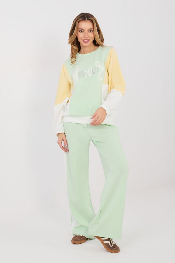 Green Set in Pants, Trousers, Shorts with Spandex, Polyester and Viscose