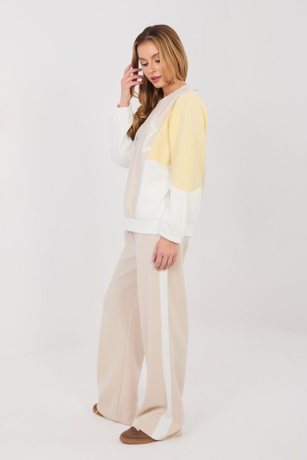 Beige Set in Pants, Trousers, Shorts with Spandex, Polyester and Viscose