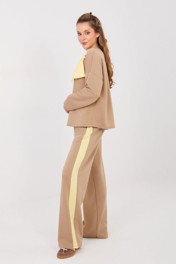 Beige Set in Pants, Trousers, Shorts with Spandex, Polyester and Viscose