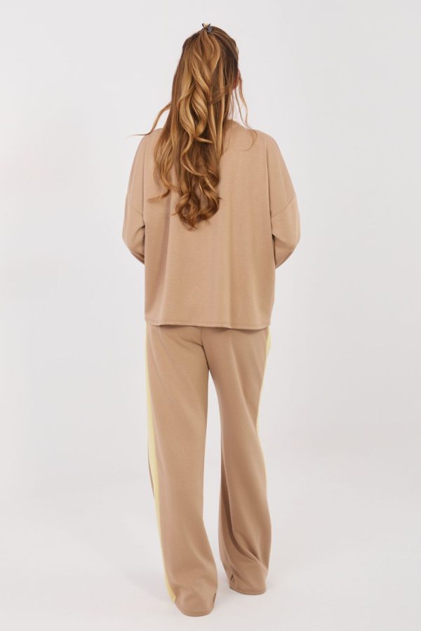 Beige Set in Pants, Trousers, Shorts with Spandex, Polyester and Viscose