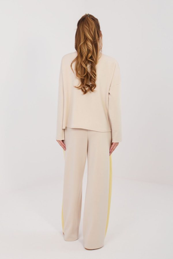 Beige Set in Pants, Trousers, Shorts with Spandex, Polyester and Viscose