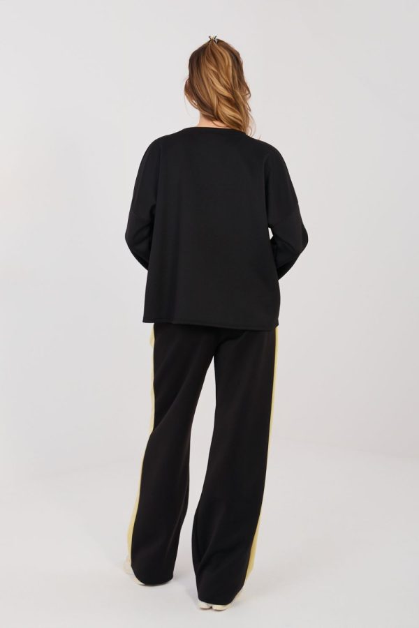 Black Set in Pants, Trousers, Shorts with Spandex, Polyester and Viscose