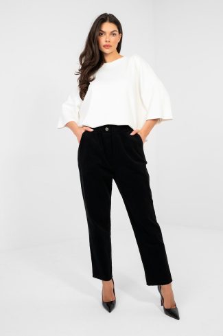 Black Corduroy Trousers in Pants, Trousers, Shorts with Cotton and Spandex