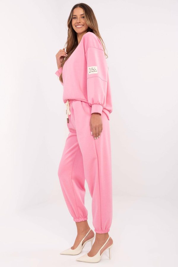 Pink Set in Pants, Trousers, Shorts with Cotton, Spandex and Viscose
