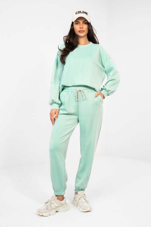Green Set in Pants, Trousers, Shorts with Spandex and Viscose