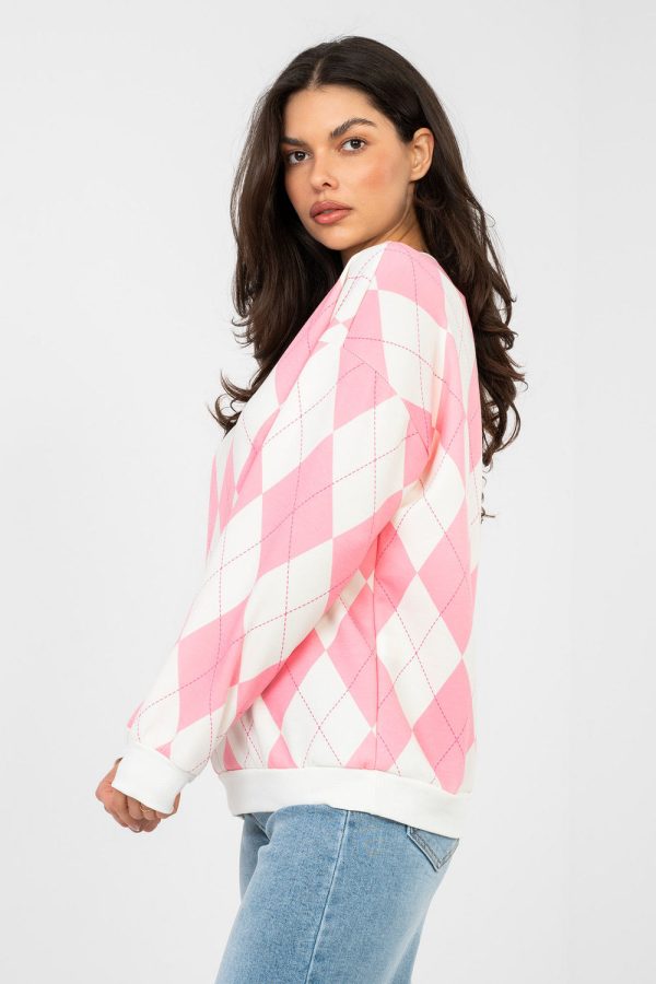 Pink Sweatshirt in Sweatshirts For Women with Spandex, Polyester and Viscose