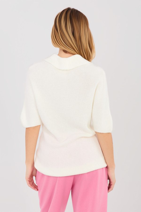 Beige Short Sleeve Sweater in Sweaters, Pullovers, Jumpers, Turtlenecks, Boleros, Shrugs with Acrylic, Alpaca and Polyamide