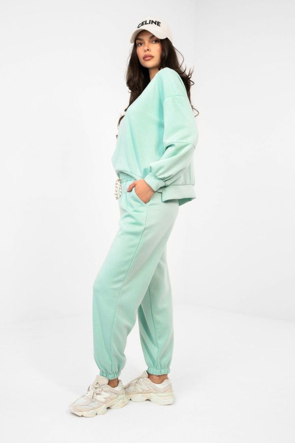 Green Set in Pants, Trousers, Shorts with Spandex and Viscose