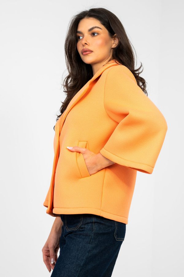 Orange Coat in Women`s Coats, Jackets with Spandex and Polyester