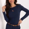 Navy Blue Blouse in Women`s Blouses, Tunics with Cotton