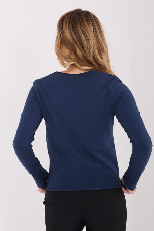Navy Blue Blouse in Women`s Blouses, Tunics with Cotton and Spandex