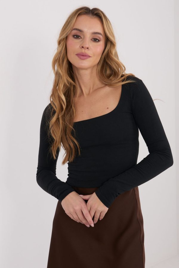Black Blouse in Women`s Blouses, Tunics with Cotton and Spandex