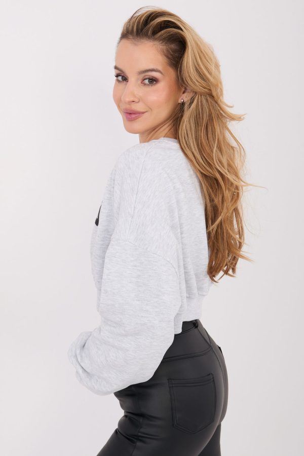 Grey Sweatshirt in Sweatshirts For Women with Cotton and Spandex
