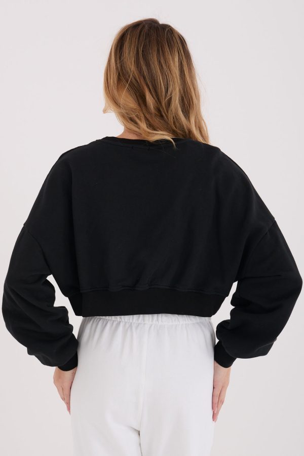 Black Sweatshirt in Sweatshirts For Women with Cotton and Spandex