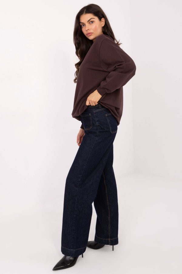 Brown Sweatshirt in Sweatshirts For Women with Cotton and Spandex