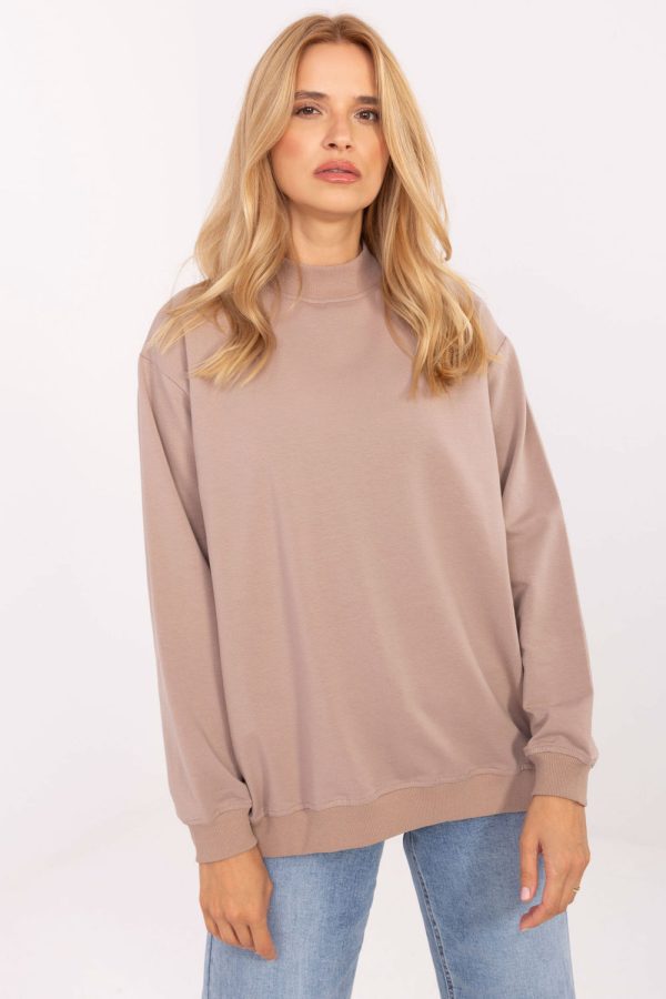 Beige Sweatshirt in Sweatshirts For Women with Cotton and Spandex