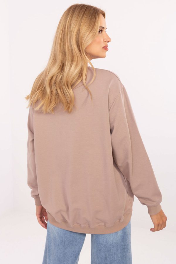 Beige Sweatshirt in Sweatshirts For Women with Cotton and Spandex