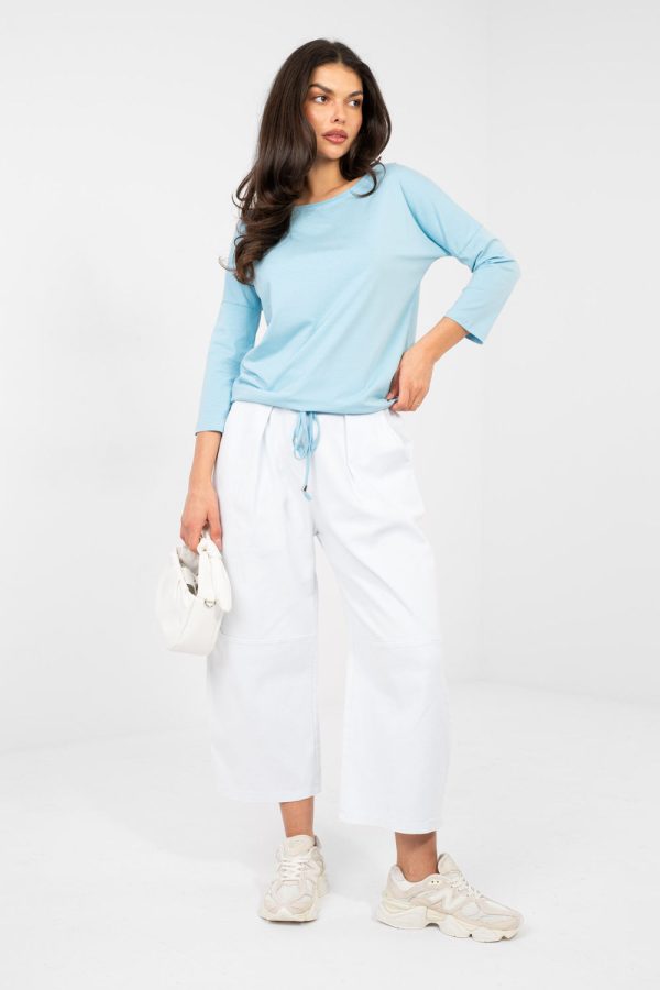 Blue Blouse in Women`s Blouses, Tunics with Cotton and Spandex