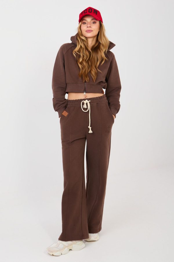 Brown Set in Pants, Trousers, Shorts with Cotton and Polyester
