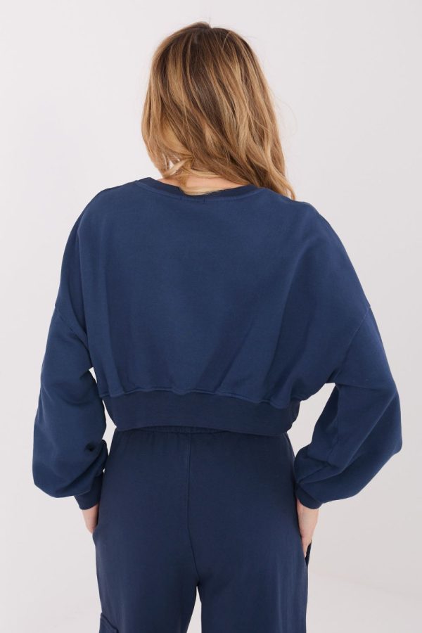 Navy Blue Sweatshirt in Sweatshirts For Women with Cotton and Spandex