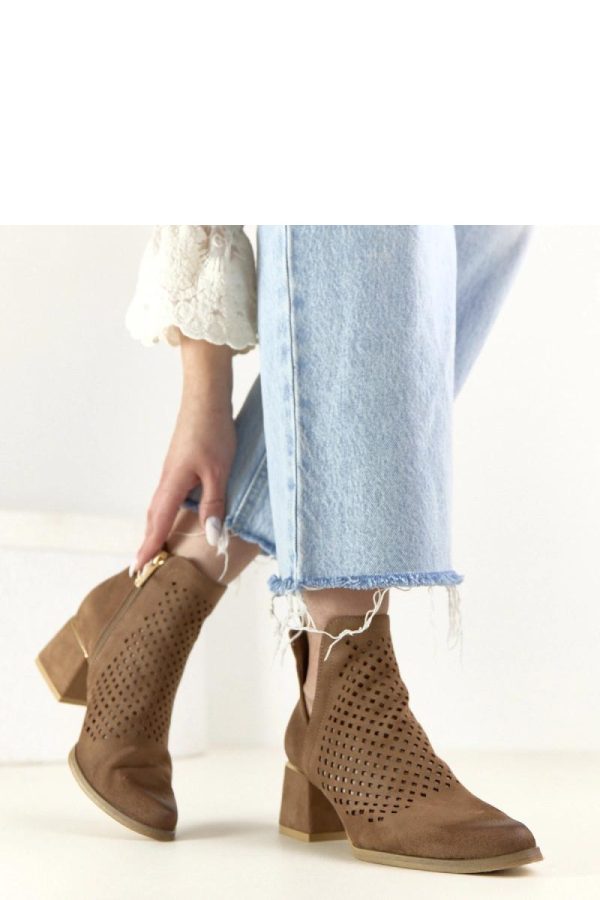 Brown Heel Boots.Fabric, Footbed, Upper Height and Heel Height