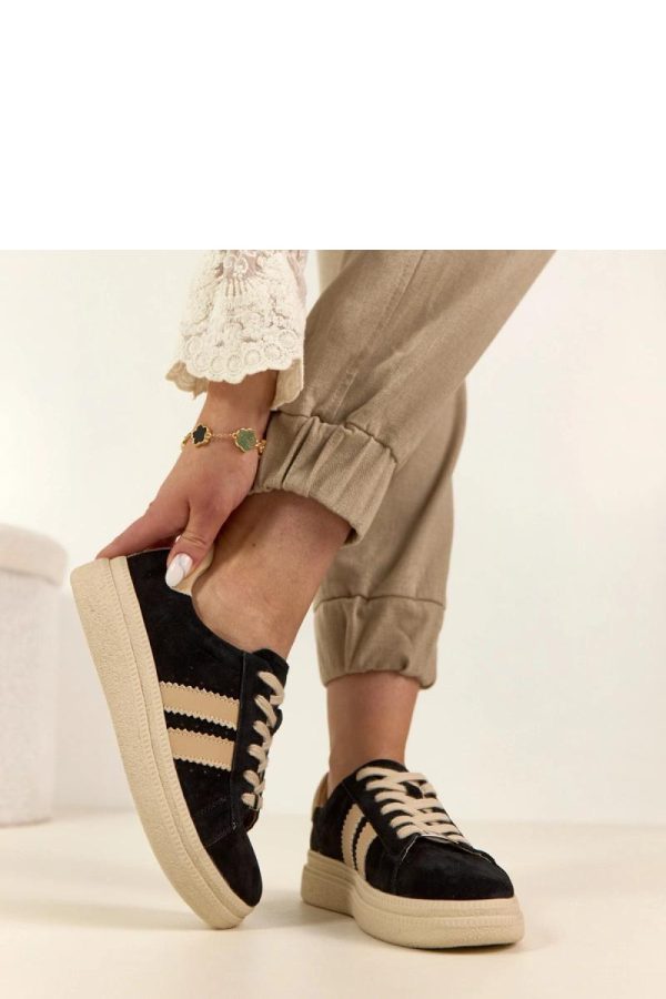 Black Platform Sneakers in Women`s Athletic Shoes, Trainers, Sneakers with Fabric, Footbed and Platform Height
