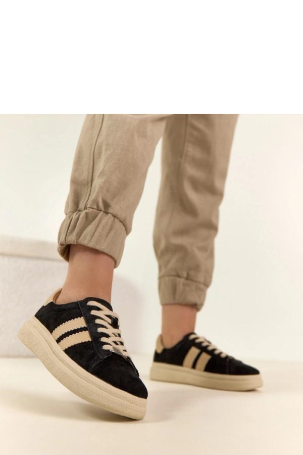 Black Platform Sneakers in Women`s Athletic Shoes, Trainers, Sneakers with Fabric, Footbed and Platform Height